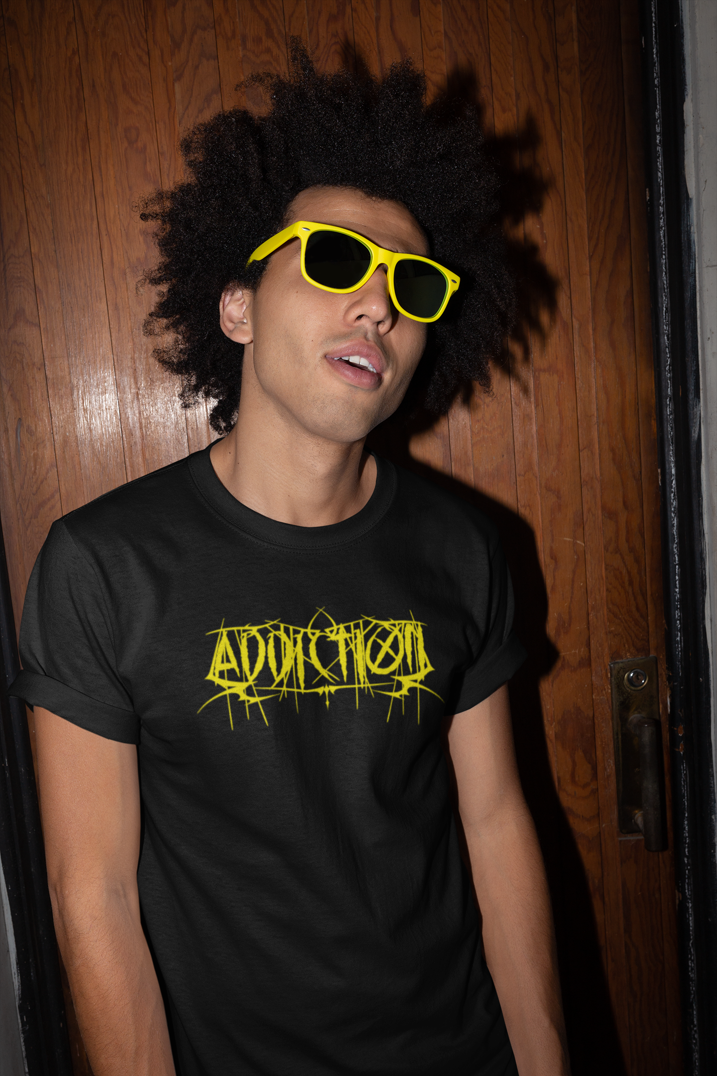 "Addiction" Men's Cotton Crew Fitted Tee